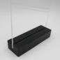 Preview: DIN A 5 Holzaufsteller hoch Display mit Acrylglas U-Tasche Buche schwarz lackiert