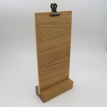 DIN Lang Display / Halter / Klemmbrett aus Eichenholz, geölt, herausnehmbar