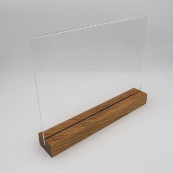 DIN A 4 Holzaufsteller längs Display mit Acrylglas U-Tasche Eiche