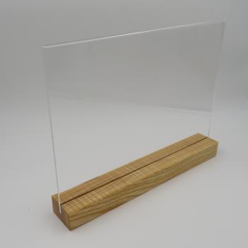 DIN A 4 Holzaufsteller längs Display mit Acrylglas U-Tasche Esche