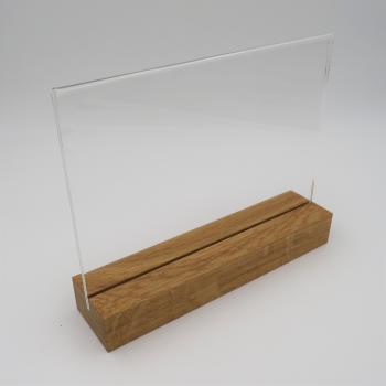DIN A 5 Holzaufsteller quer Display mit Acrylglas U-Tasche Eiche geölt