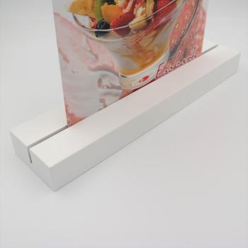 Kartenhalter Buche weiß lackiert, 30 cm lang, mit breiter Nut