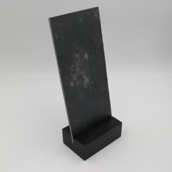 Aufsteller aus Eichenholz, schwarz, mit Schiefertafel DIN lang, ca. 21 x 10 cm sichtbar