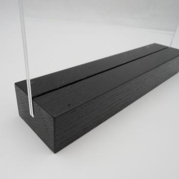 DIN A 4 Holzaufsteller hoch Display mit Acrylglas U-Tasche Eiche / Esche schwarz gebeizt