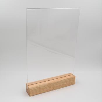 DIN A 4 Holzaufsteller hoch Display mit Acrylglas U-Tasche Esche