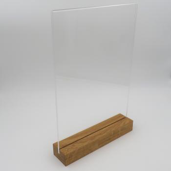 DIN A 4 Holzaufsteller hoch Display mit Acrylglas U-Tasche Eiche geölt