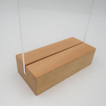 DIN A 6 Holzaufsteller hoch Display mit Acrylglas U-Tasche Buche
