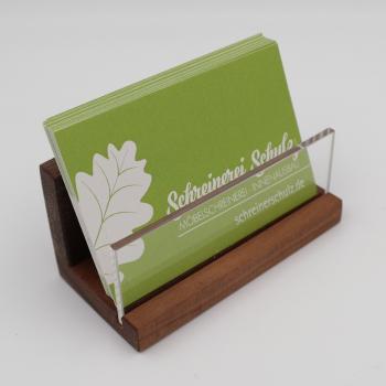Visitenkartenhalter Nussbaum mit Acrylglasscheibe, 9 cm
