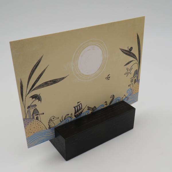Kartenhalter Eiche schwarz gebeizt und lackiert, 9 cm, schmale Nut